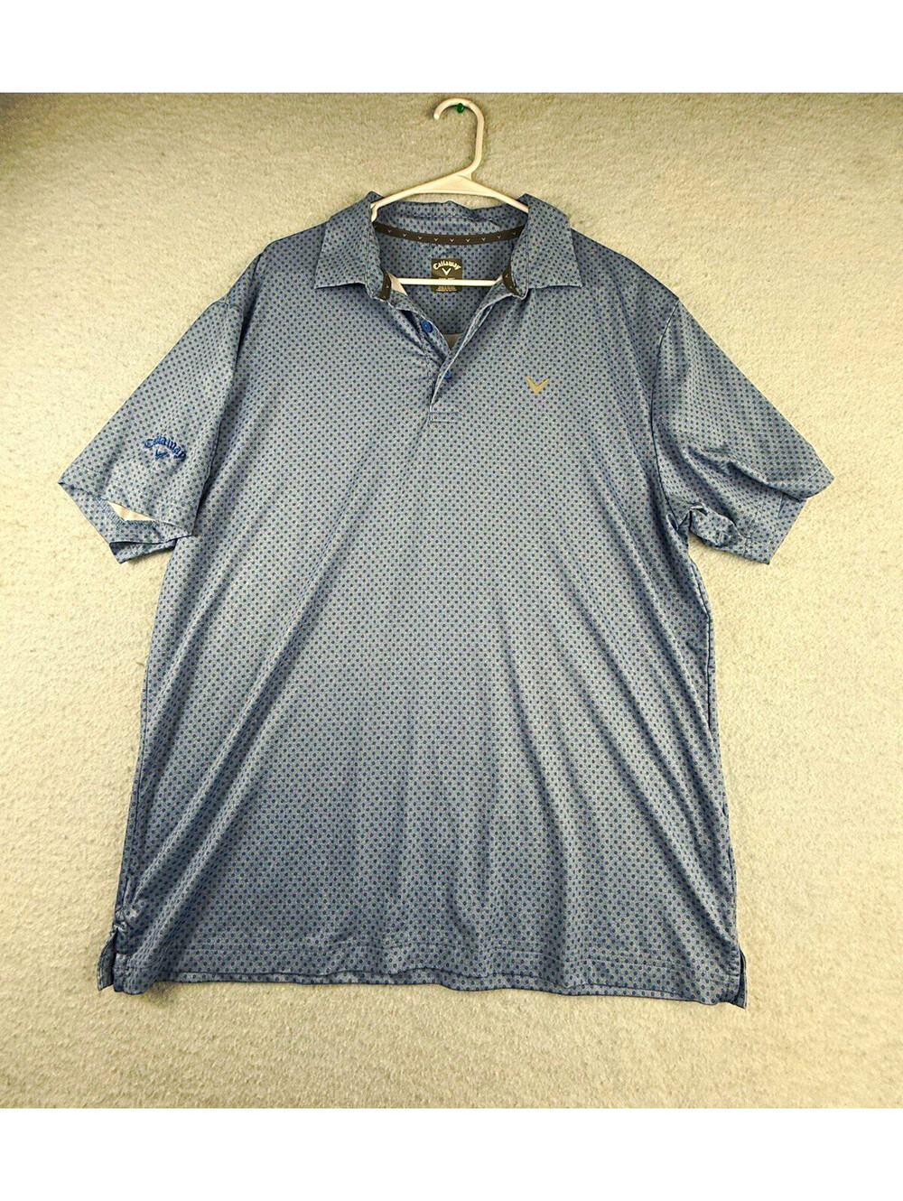 Callaway Opti-Dri Men's Blue Geometric Polo Shirt L Moisture Wicking